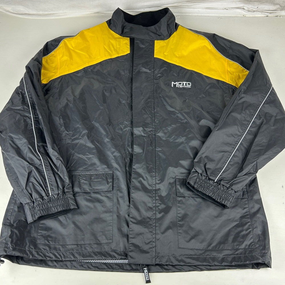 Moto Centric Motorcycle Jacket Men's Large Black Yellow Windbreaker Riding Nylon